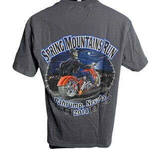 Spring Mountains Run Biker T Shirt M Grey Crewneck Short Sleeve Skull Nevada